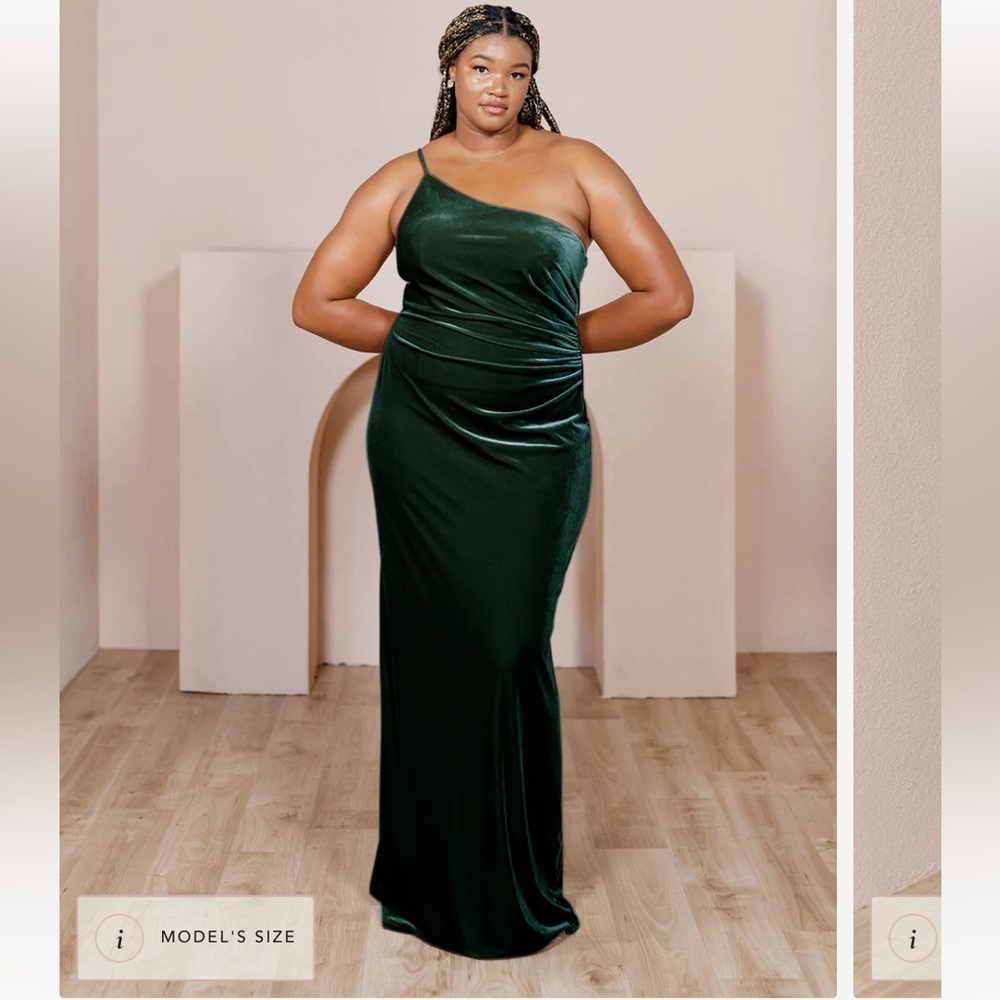 Revelry Velvet Jade One Strap Dress. Size 8. Color: Classic Emerald. Brand new